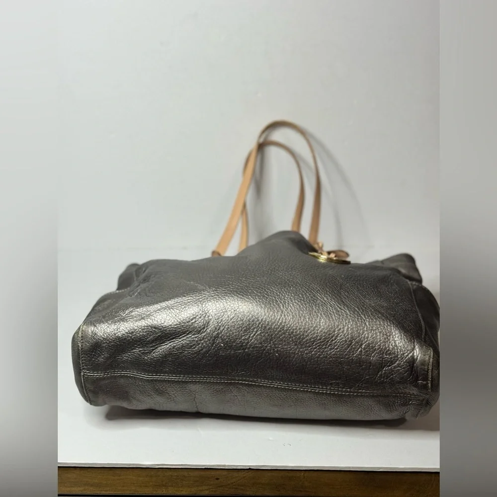Michael Kors Metallic Grey Gold Hardware Tote Bag